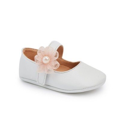 Βαπτιστικά παπούτσια κορίτσι Gorgino αγκαλιάς Μ256-1 λευκό σομόν