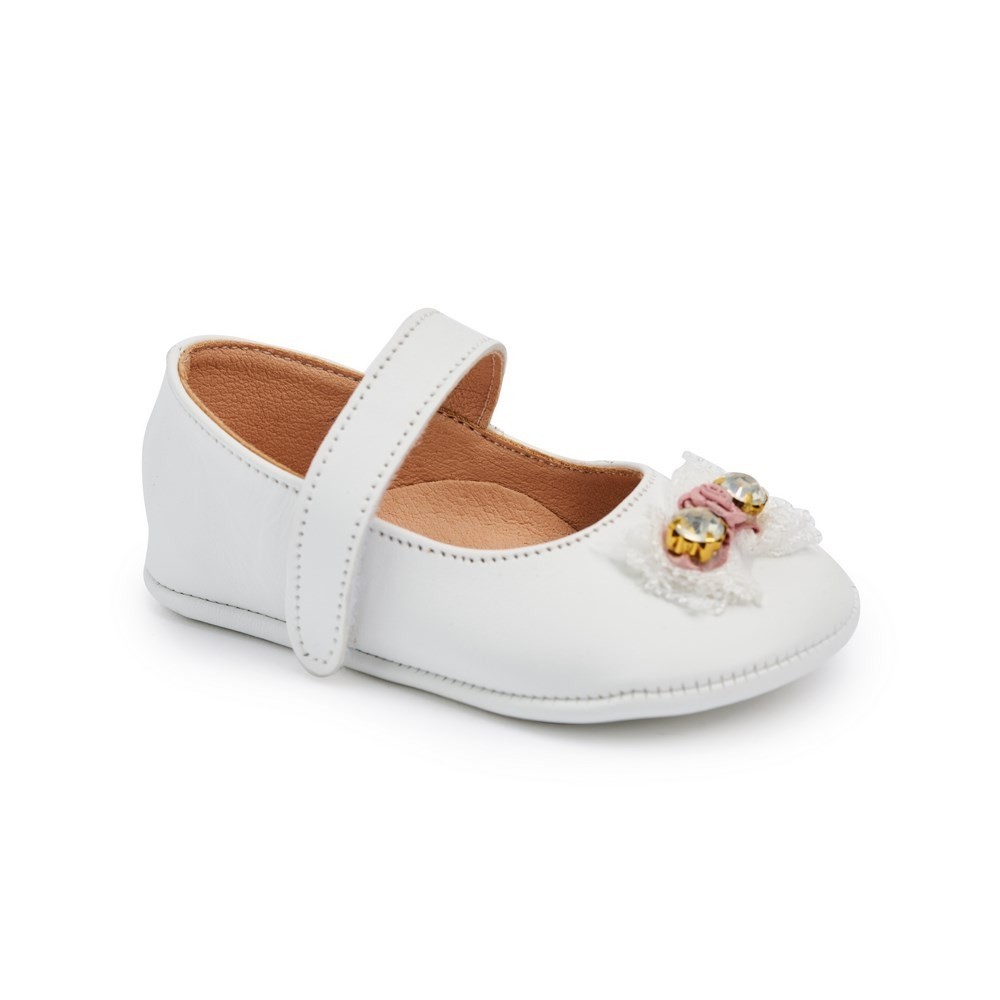 Βαπτιστικά παπούτσια κορίτσι Gorgino αγκαλιάς Μ259-2 λευκό μήλο