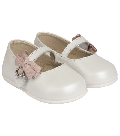 Βαπτιστικά παπούτσια κορίτσι BabyWalker Pri 2564 εκρού - ροζ