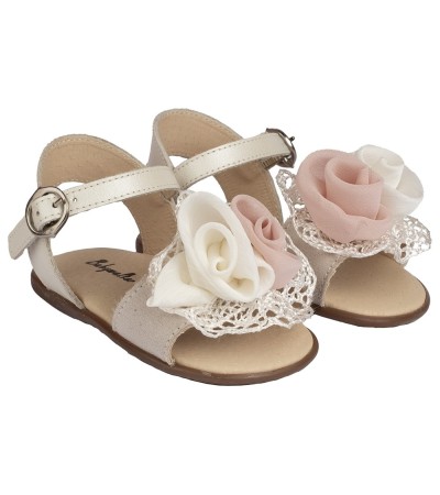 Βαπτιστικά παπούτσια κορίτσι BabyWalker Pri 2574 εκρού - ροζ