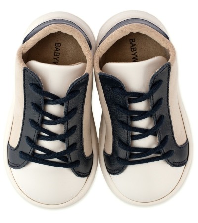 Βαπτιστικά παπούτσια αγόρι BabyWalker Bs 3039 μπεζ - λευκό - μπλε