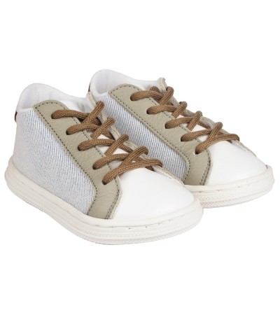 Βαπτιστικά παπούτσια αγόρι BabyWalker Bs 3039 λευκό - γκρι - ταμπά