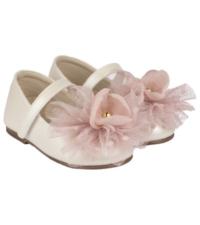 Βαπτιστικά παπούτσια κορίτσι BabyWalker Bs 3560 εκρού - ροζ
