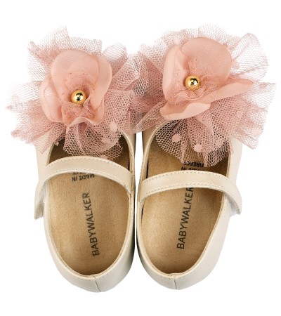 Βαπτιστικά παπούτσια κορίτσι BabyWalker Bs 3560 εκρού - ροζ