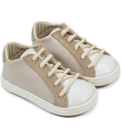 Βαπτιστικά παπούτσια για αγόρι BabyWalker Bw 4207 μπεζ - λευκό - μέντα