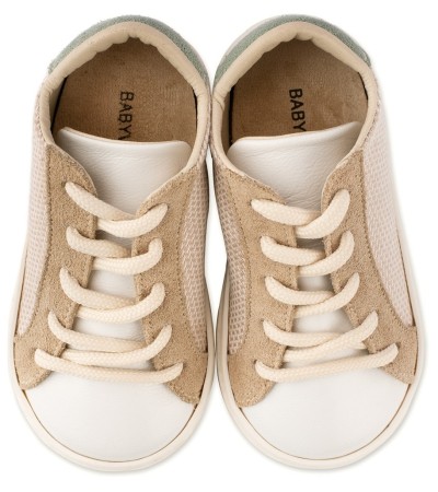 Βαπτιστικά παπούτσια για αγόρι BabyWalker Bw 4207 μπεζ - λευκό - μέντα