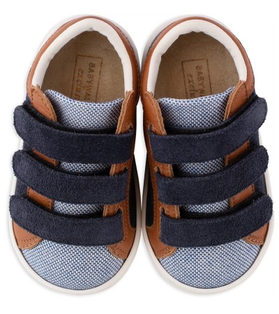 Βαπτιστικά παπούτσια αγόρι BabyWalker Exc 5174 μπλε - ταμπά