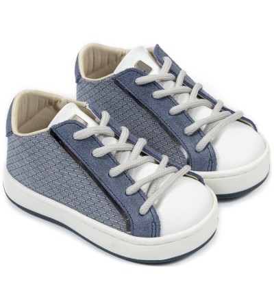 Βαπτιστικά παπούτσια αγόρι BabyWalker Exc 5199 μπλε ρουά - λευκό