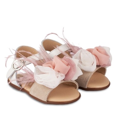 Βαπτιστικά παπούτσια κορίτσι BabyWalker Pri 2616 εκρού - ροζ