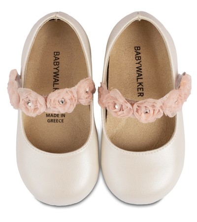 Βαπτιστικά παπούτσια κορίτσι BabyWalker Bs 3523 εκρού - ροζ