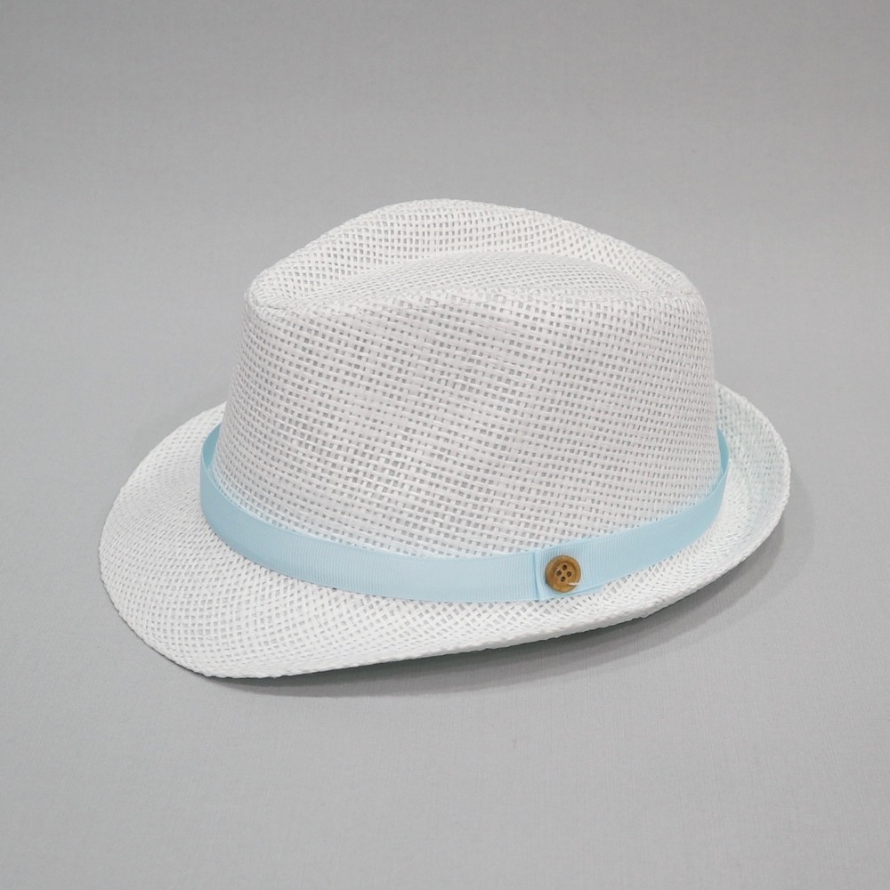 Βαπτιστικό καπέλο αγόρι λευκό - σιέλ onirata 14-01-09
