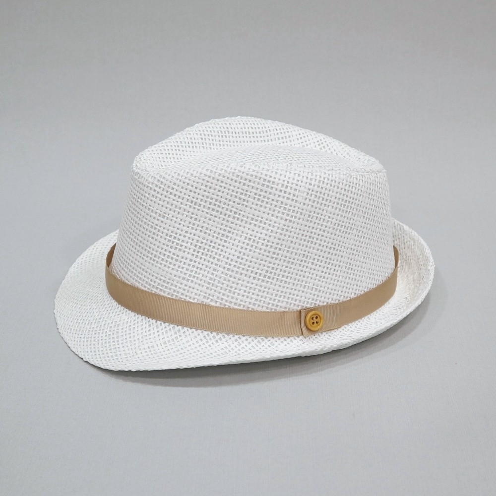 Βαπτιστικό καπέλο αγόρι λευκό - μπεζ άμμου onirata 14-01-03