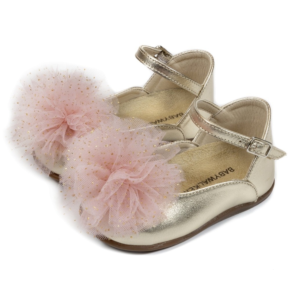Βαπτιστικά παπούτσια κορίτσι BabyWalker Pri 2582 χρυσό-ροζ σε ΠΡΟΣΦΟΡΑ