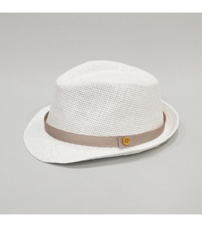 Βαπτιστικό καπέλο αγόρι λευκό - μπεζ καφέ onirata 14-01-04