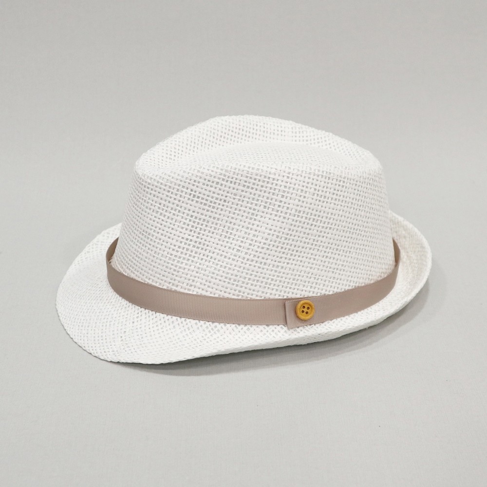 Βαπτιστικό καπέλο αγόρι λευκό - μπεζ καφέ onirata 14-01-04