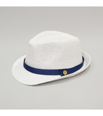 Βαπτιστικό καπέλο αγόρι λευκό - μπλε σκούρο onirata 14-01-11