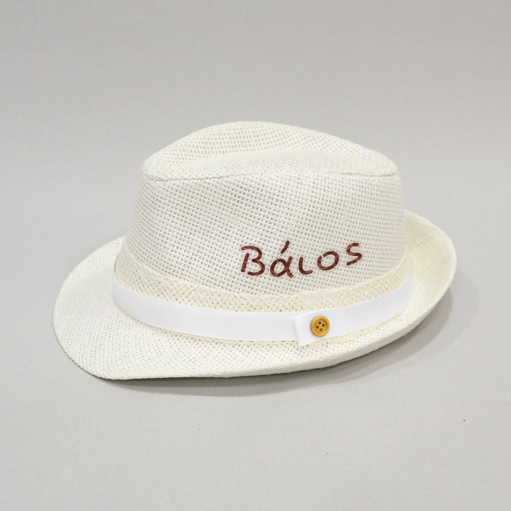 Βαπτιστικό καπέλο αγόρι εκρού - λευκό με όνομα onirata 14-02-01Ν