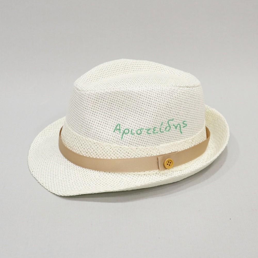 Βαπτιστικό καπέλο αγόρι εκρού - μπεζ άμμου με όνομα onirata 14-02-03Ν