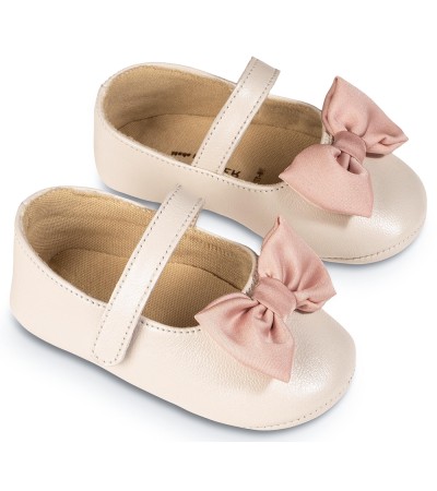 Βαπτιστικά παπούτσια κορίτσι BabyWalker Mi 1646 εκρού - ροζ