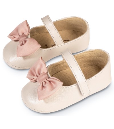 Βαπτιστικά παπούτσια κορίτσι BabyWalker Mi 1646 εκρού - ροζ