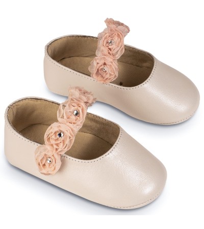 Βαπτιστικά παπούτσια κορίτσι BabyWalker Mi 1638 εκρού - ροζ
