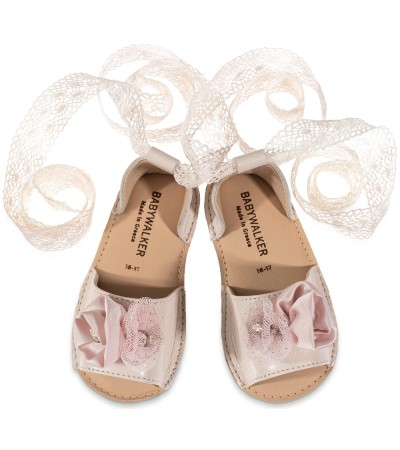 Βαπτιστικά παπούτσια κορίτσι BabyWalker Mi 1640 εκρού - ροζ
