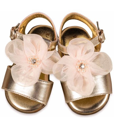 Βαπτιστικά παπούτσια κορίτσι BabyWalker Pri 2626 χρυσό - ροζ