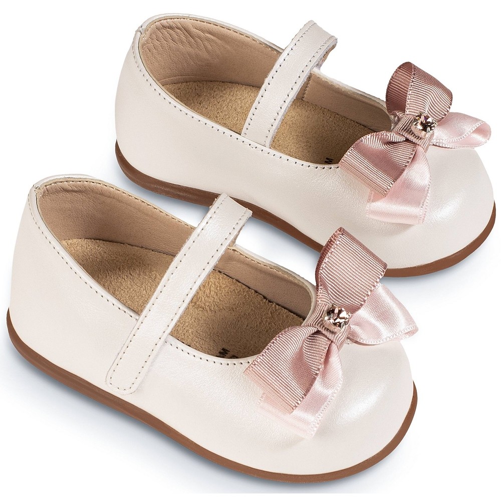 Βαπτιστικά παπούτσια κορίτσι BabyWalker Pri 2633 εκρού - ροζ