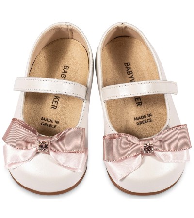 Βαπτιστικά παπούτσια κορίτσι BabyWalker Pri 2633 εκρού - ροζ