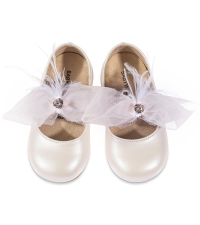 Βαπτιστικά παπούτσια κορίτσι BabyWalker Bs 3562 εκρού - ροζ
