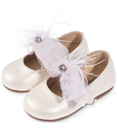 Βαπτιστικά παπούτσια κορίτσι BabyWalker Bs 3562 εκρού - ροζ