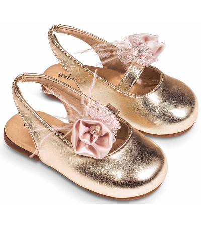 Βαπτιστικά παπούτσια κορίτσι BabyWalker Bw 4826 χρυσό - ροζ