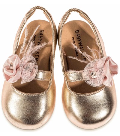 Βαπτιστικά παπούτσια κορίτσι BabyWalker Bw 4826 χρυσό - ροζ