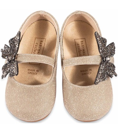 Βαπτιστικά παπούτσια κορίτσι BabyWalker Exc 5843 πλατίνα