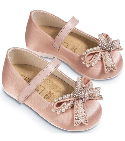 Βαπτιστικά παπούτσια κορίτσι BabyWalker Exc 5853 ροζ αντικέ