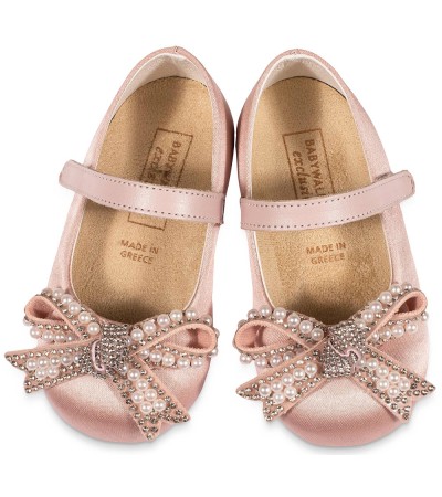 Βαπτιστικά παπούτσια κορίτσι BabyWalker Exc 5853 ροζ αντικέ