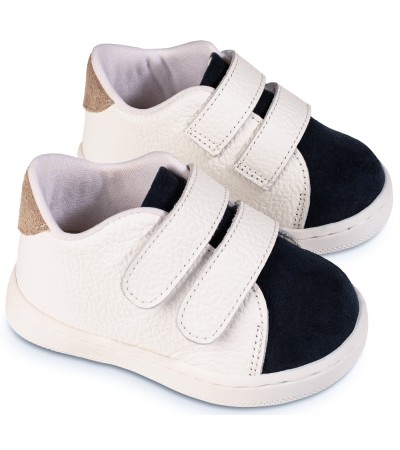 Βαπτιστικά παπούτσια αγόρι BabyWalker Pri 2113 λευκό - μπλε - μπεζ
