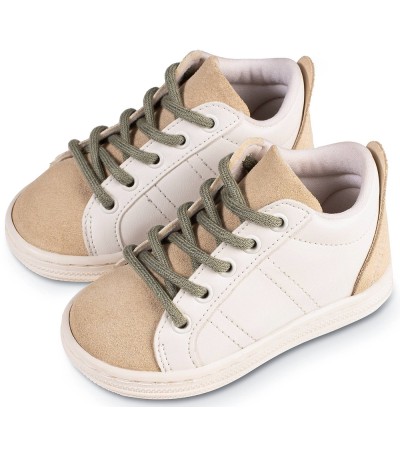 Βαπτιστικά παπούτσια αγόρι BabyWalker Bs 3076 λευκό - μπεζ - μέντα