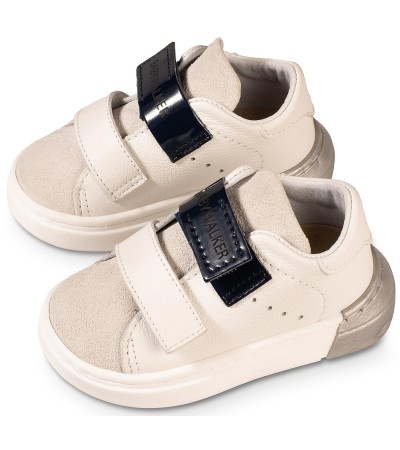 Βαπτιστικά παπούτσια αγόρι BabyWalker Exc 5267 λευκό - μπλε - γκρι