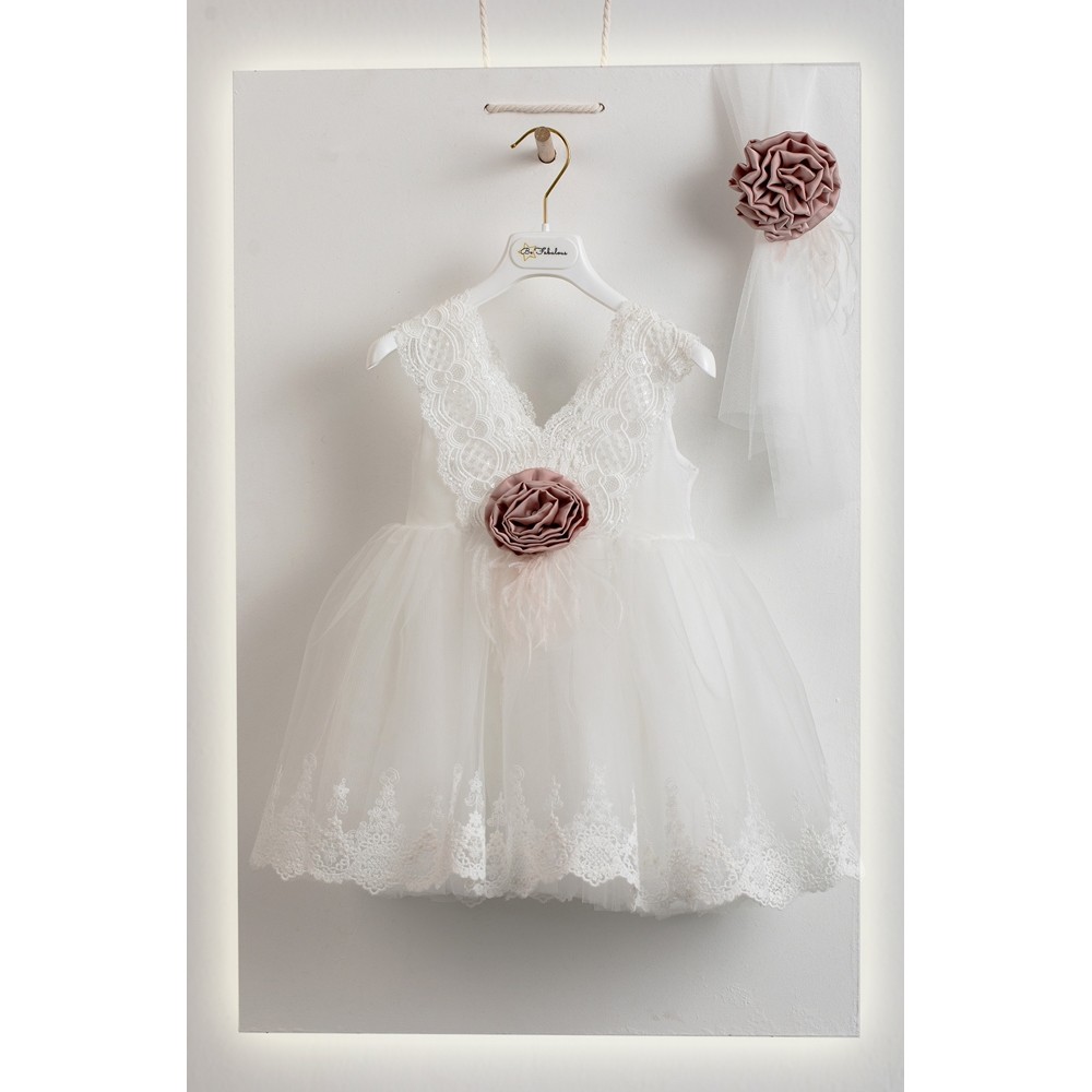 Βαπτιστικό φόρεμα Be Fabulous Stella Ivory - Puce
