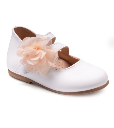 Βαπτιστικά παπούτσια κορίτσι Gorgino 2328-2 λευκό - σομόν