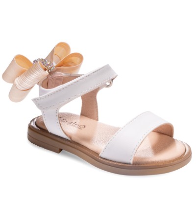 Βαπτιστικά παπούτσια κορίτσι Gorgino Κ223-2 λευκό - σομόν