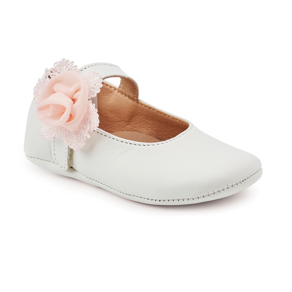 Βαπτιστικά παπούτσια κορίτσι Gorgino αγκαλιάς Μ265-2 λευκό - σομόν