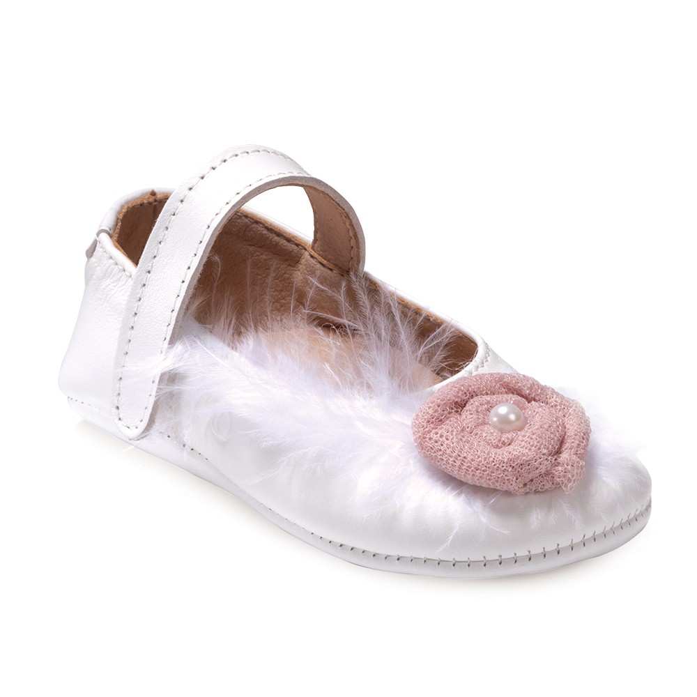 Βαπτιστικά παπούτσια κορίτσι Gorgino αγκαλιάς Μ269-2 λευκό - μήλο