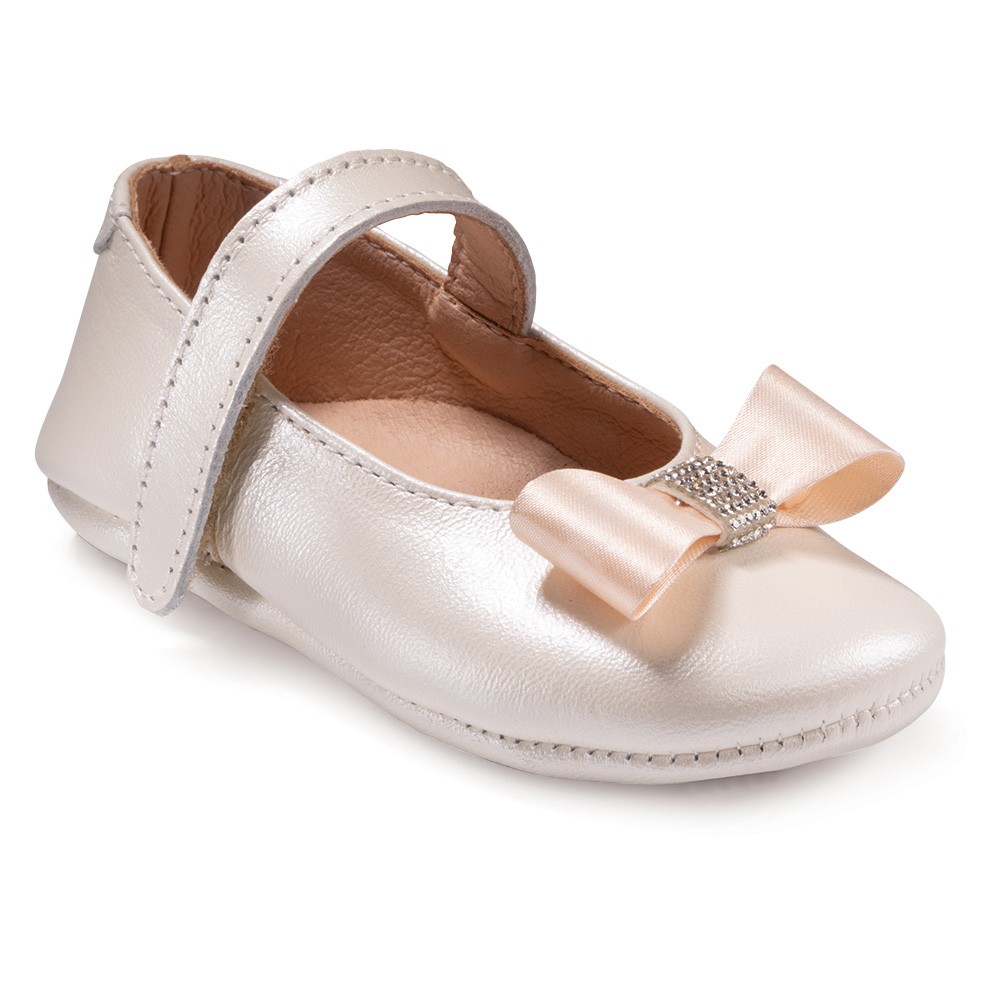 Βαπτιστικά παπούτσια κορίτσι Gorgino αγκαλιάς Μ271-2 εκρού - σομόν